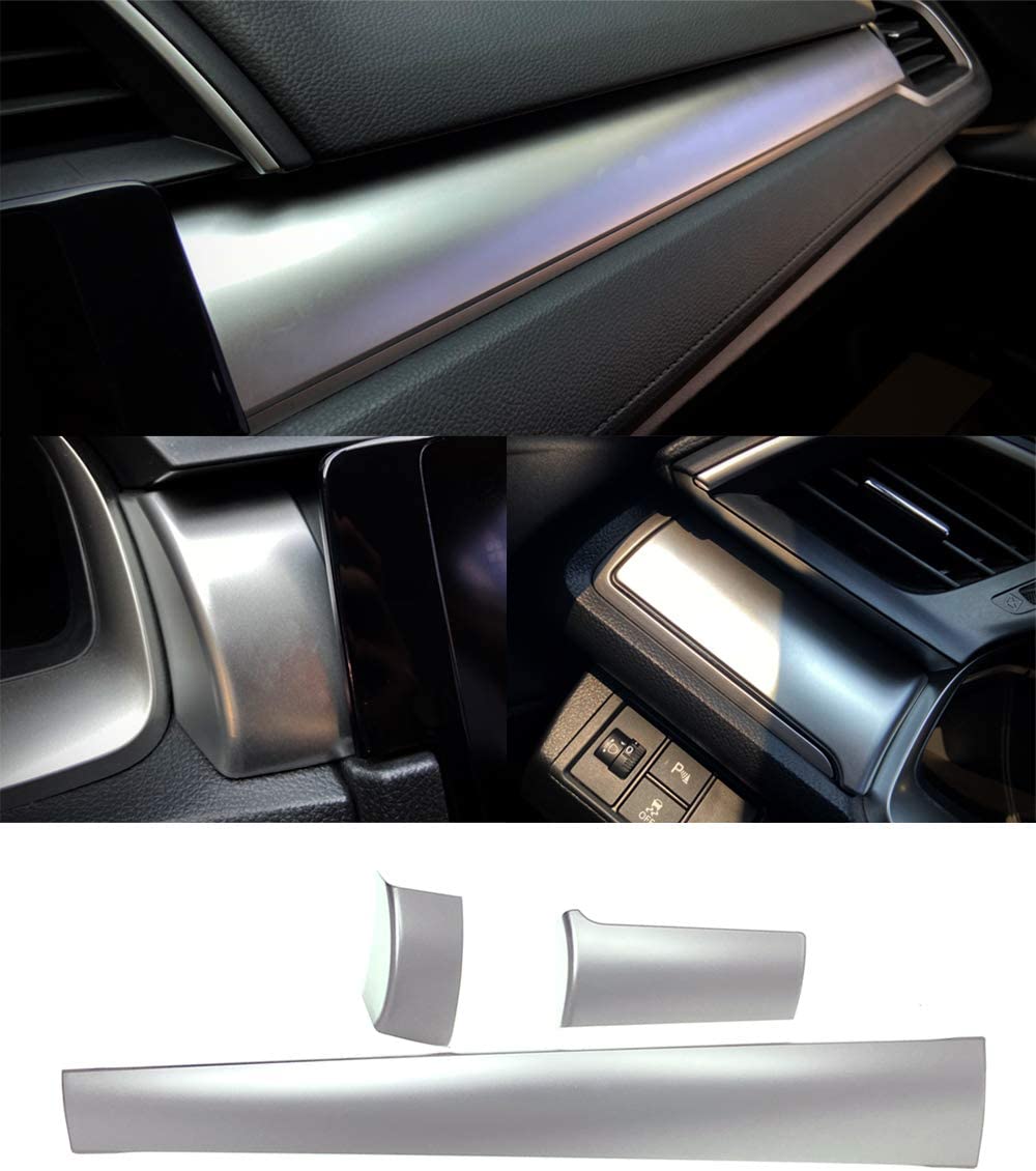 6Pcs Carbon Fiber Grain Console Center Dashboard Cover Trim Decorative Sticker Compatible with 10th Gen Civic 2016 2017 2018 2019 2020 2021 - Delicate Leather