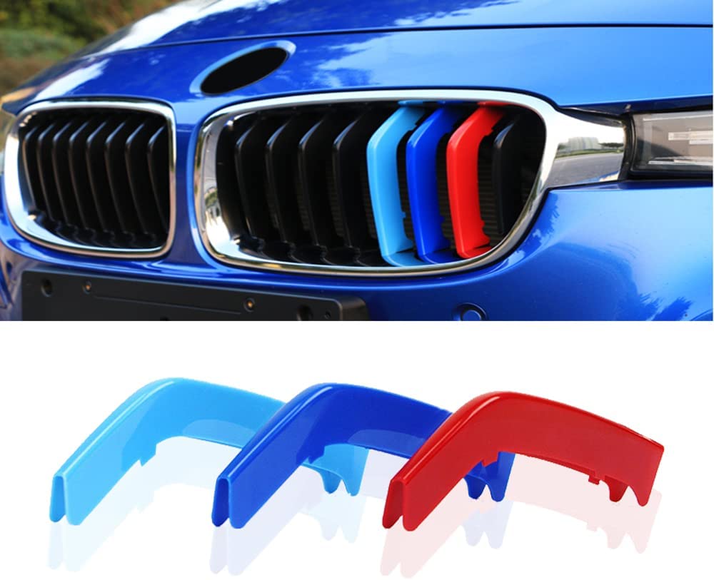 M-Colored Stripe Grille Insert Trims Compatible with 2013-2018 F30 F31 3 Series 316i 318i 320i 328i 330i 335i 340i Kidney Grilles (8 Beams, Not Fit 11 Beams) - Delicate Leather