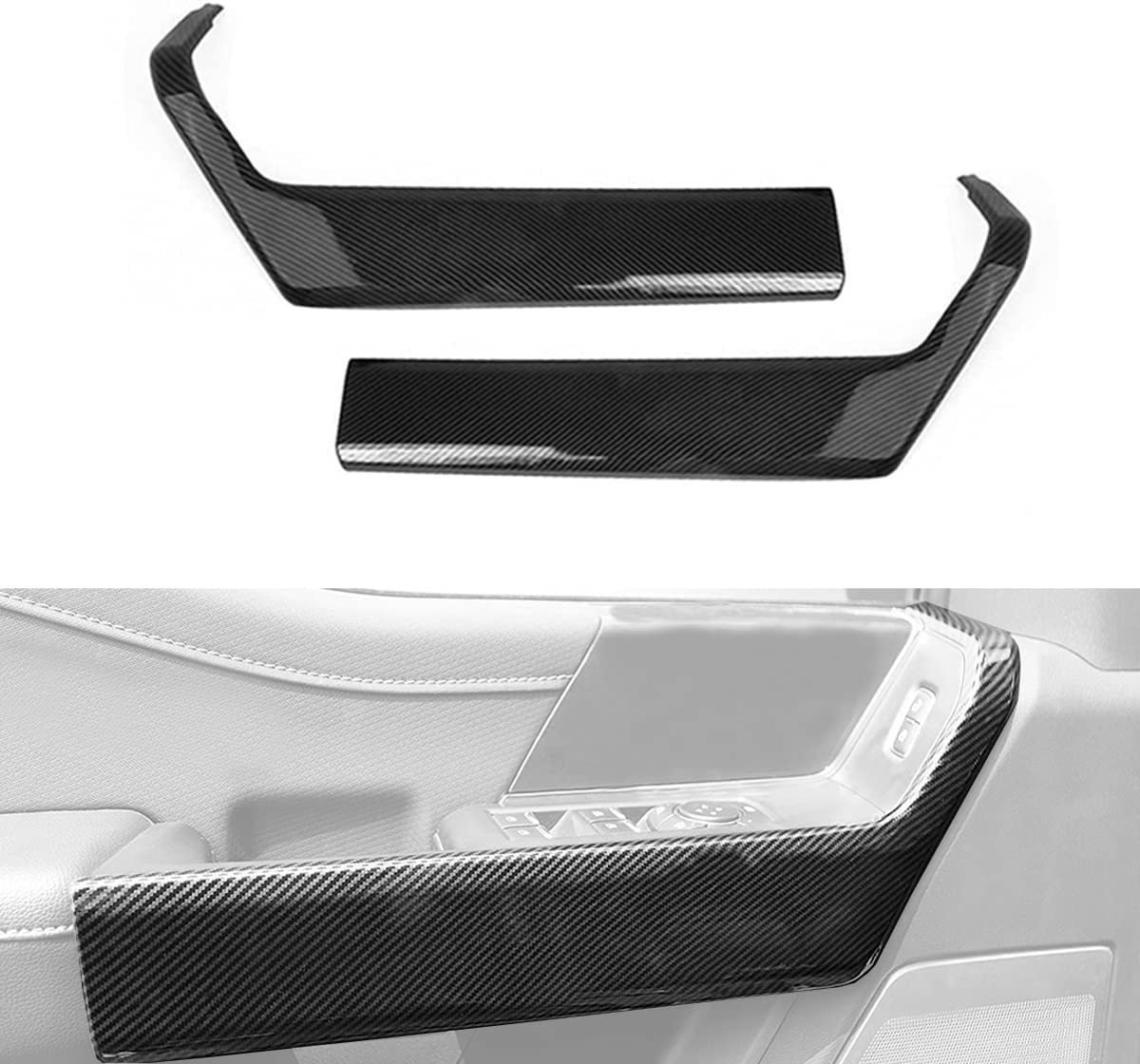 F150 2021 2022 ABS Carbon Fiber Front Inner Door Handles Cover Trim, 2pcs - Delicate Leather