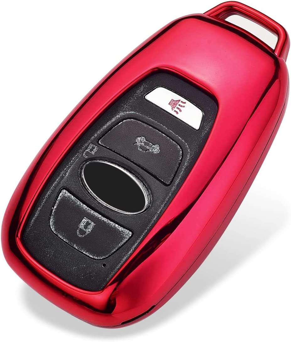 3 4 Buttons 3D Bling Diamond Fashion Smart Remote Key Fob Case Cover Compatible with Subaru Outback Forester Crosstrek Ascent BRZ WRX Legacy Impreza STI with Bling Keychain - Delicate Leather