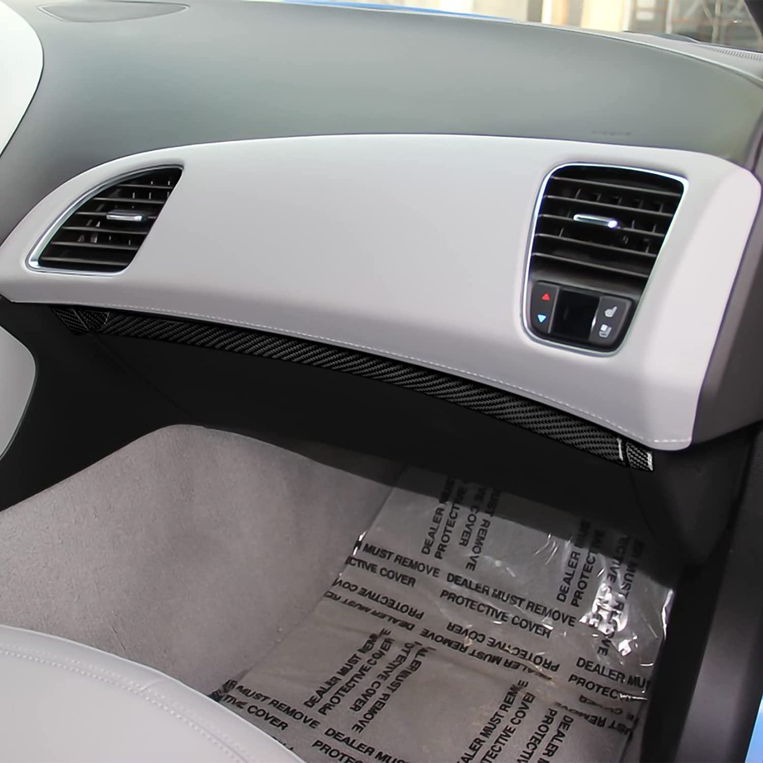 Car Co-Pilot Glove Box Trim Strip Sticker Decal Carbon Fiber Interior Trims Accessories Cover Compatible with C7 - Delicate Leather