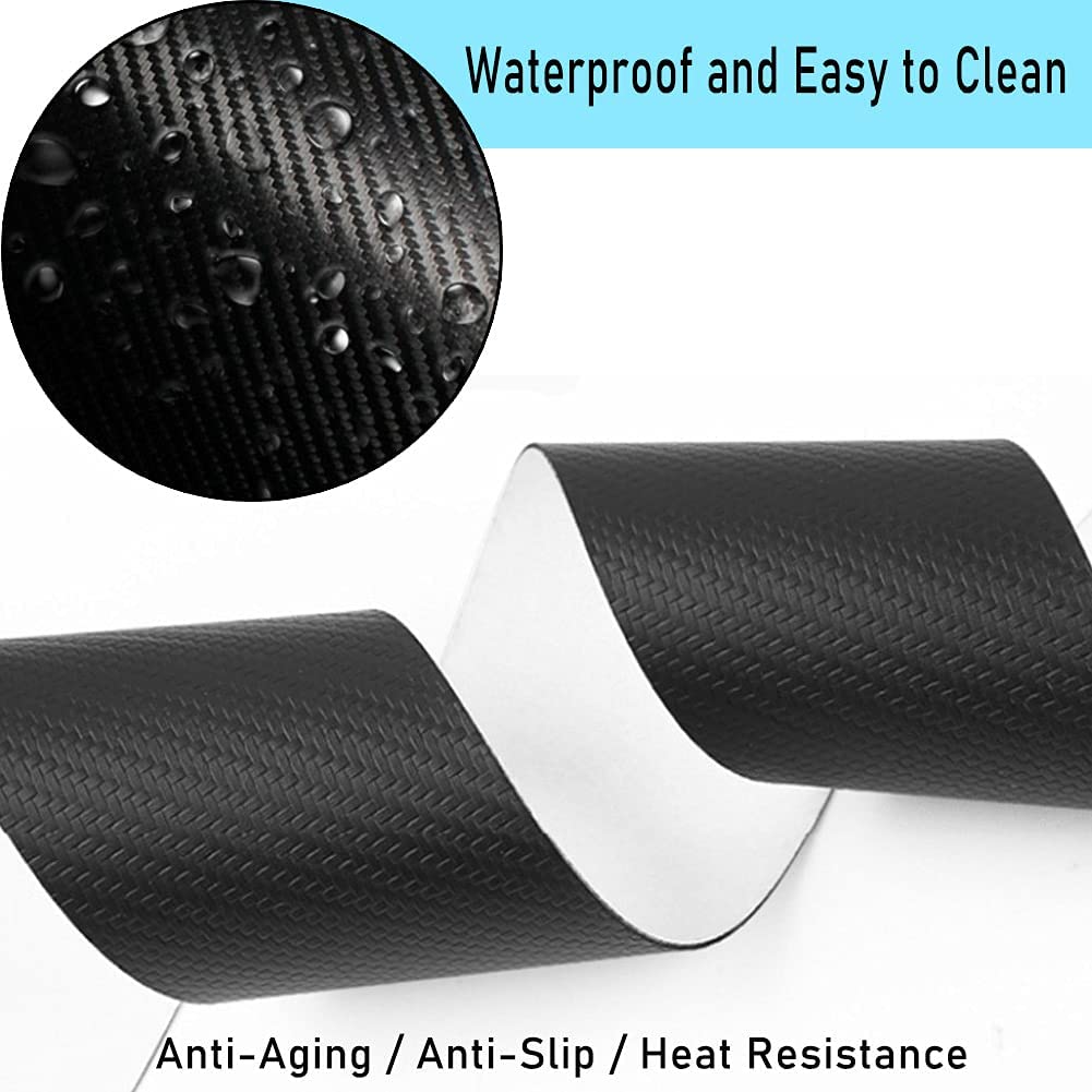 4PCS Carbon Fiber for Camaro Door Sill Scratch Protector, Threshold Protection Sticker Reflective Decoration Door Sill Threshold Scratch Pad Film, FJ, Universal Size - Delicate Leather