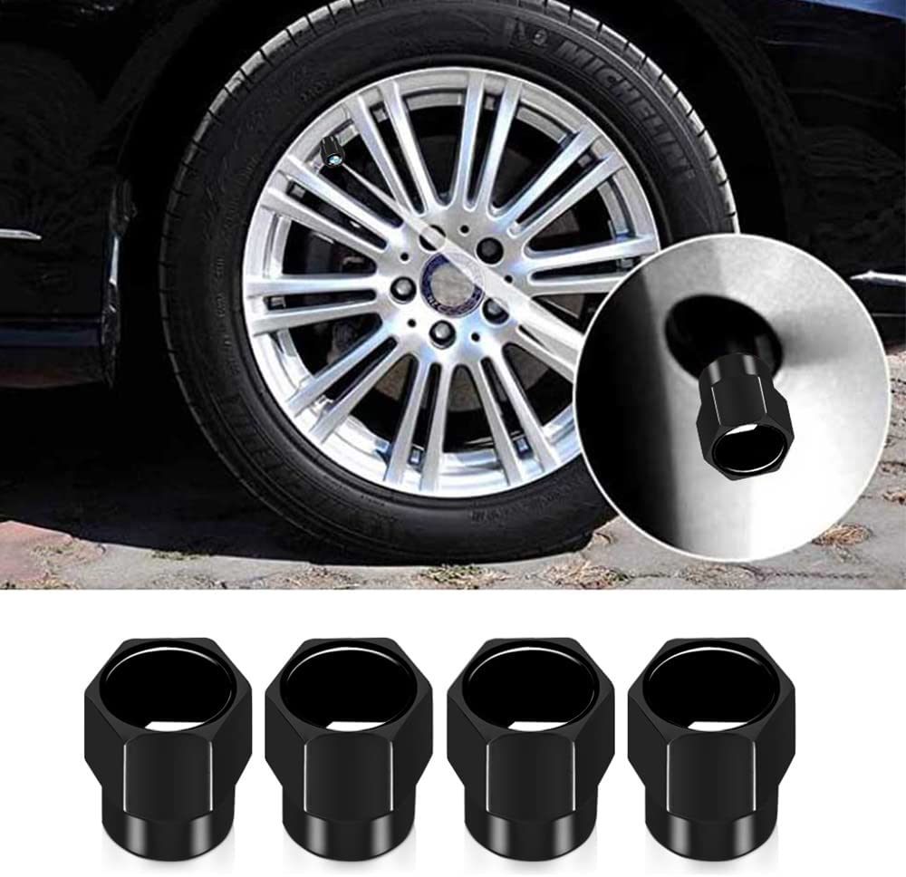 Tire Valve Stem Cap Wheel caps Compatible Seriestire Valve caps Metal Air Valve Cover Accessories 4 Pieces - Delicate Leather
