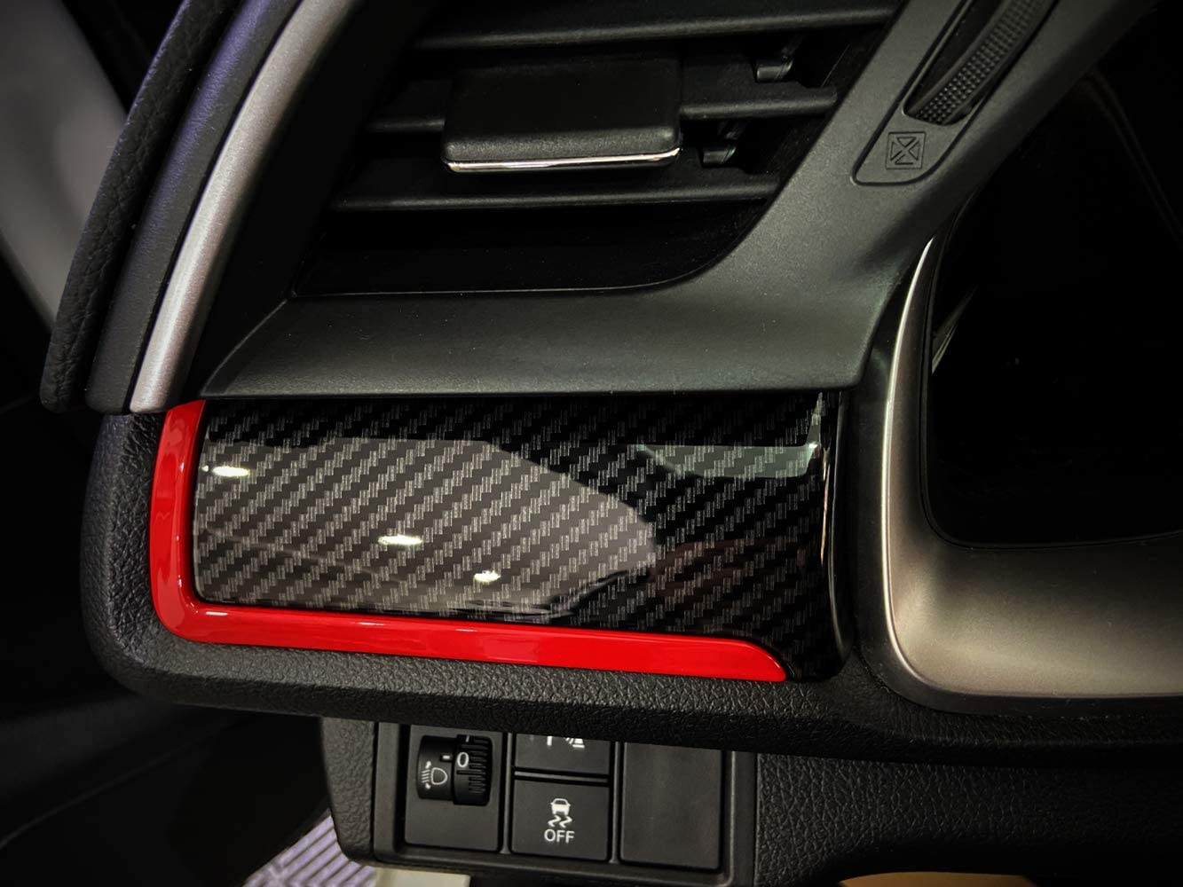 6Pcs Carbon Fiber Grain Console Center Dashboard Cover Trim Decorative Sticker Compatible with 10th Gen Civic 2016 2017 2018 2019 2020 2021 - Delicate Leather