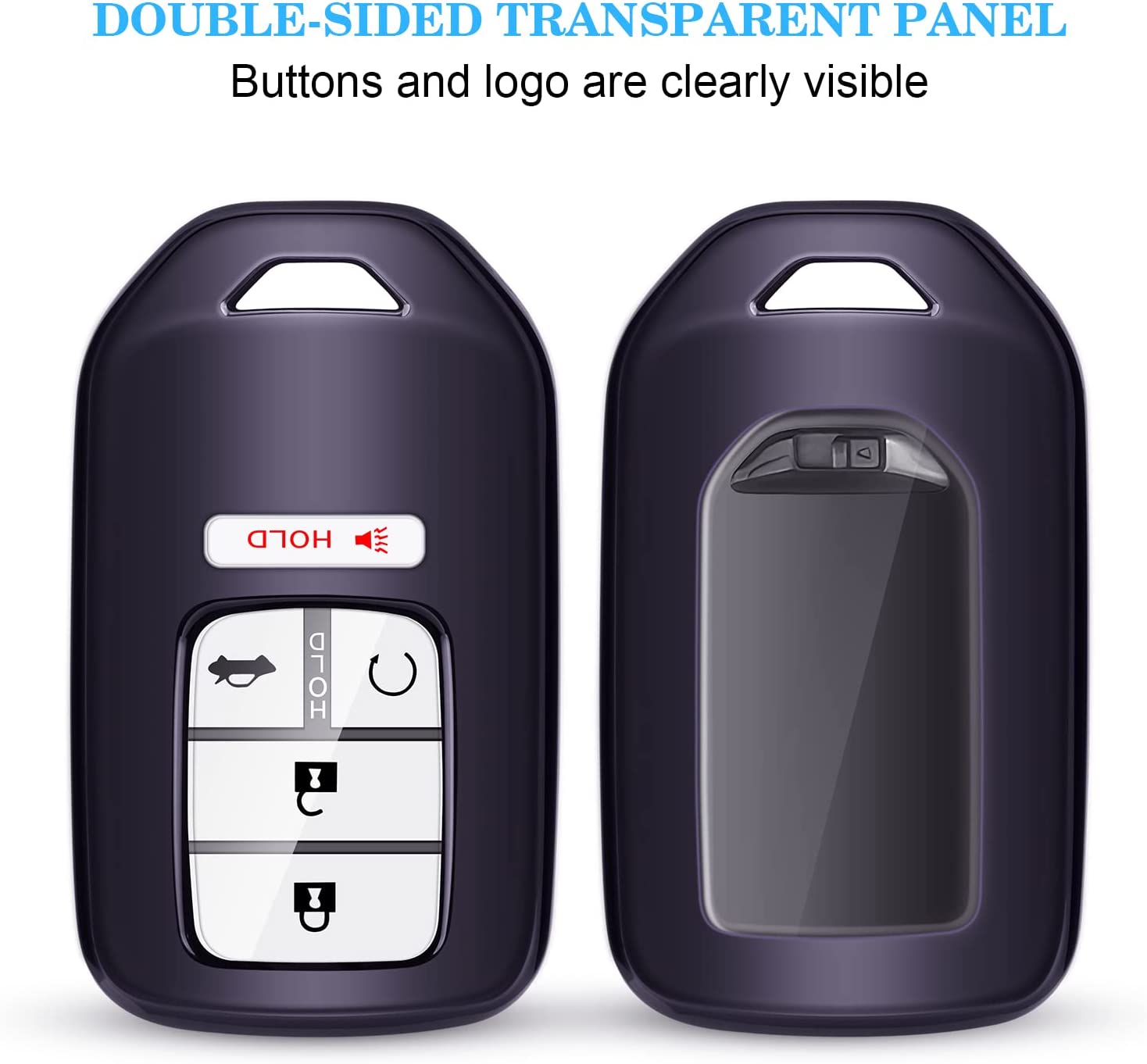 Honda Key Fob Cover with Keychain,Soft TPU Full Cover Protection Key Fob Shell Compatible with Honda Accord Civic CRV HRV Pilot Odyssey Passport Smart Remote Key Fob Case - Delicate Leather