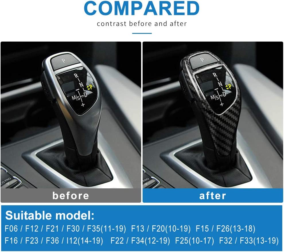 Carbon Fiber Car Gear Shift Knob Cover Interior Trim for F20 F21 F22 F23 F30 F32 F33 F34 F35 F36 F06 F12 F13 F25 F26 F15 F16 I8 Accessories - Delicate Leather