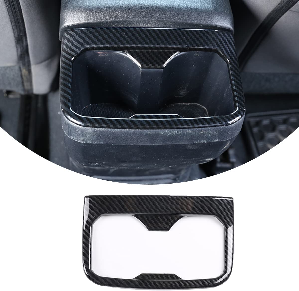 Car ABS Inner Look Interior Rear Seat Armrest Cup Holder Cover Trim Stickers - Delicate Leather