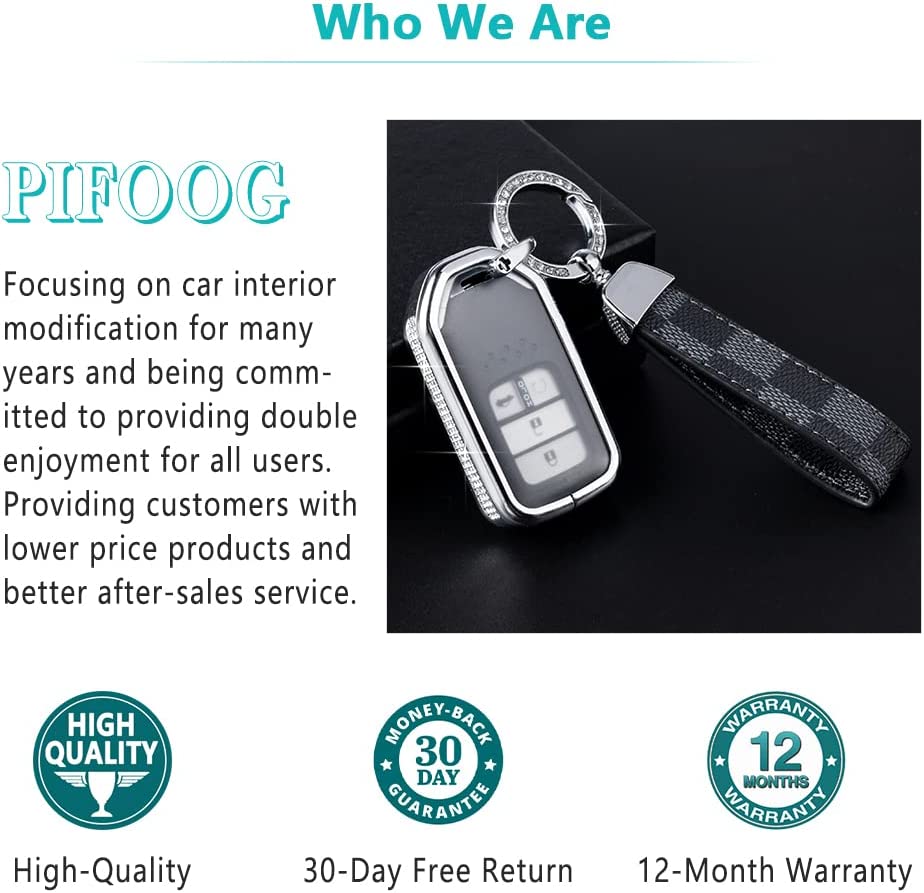 Bling Key Fob Cover Ridgeline Fit Passport Accessories Car Key Case Smart Remote Keys Protection with Keychain 1PC - Delicate Leather