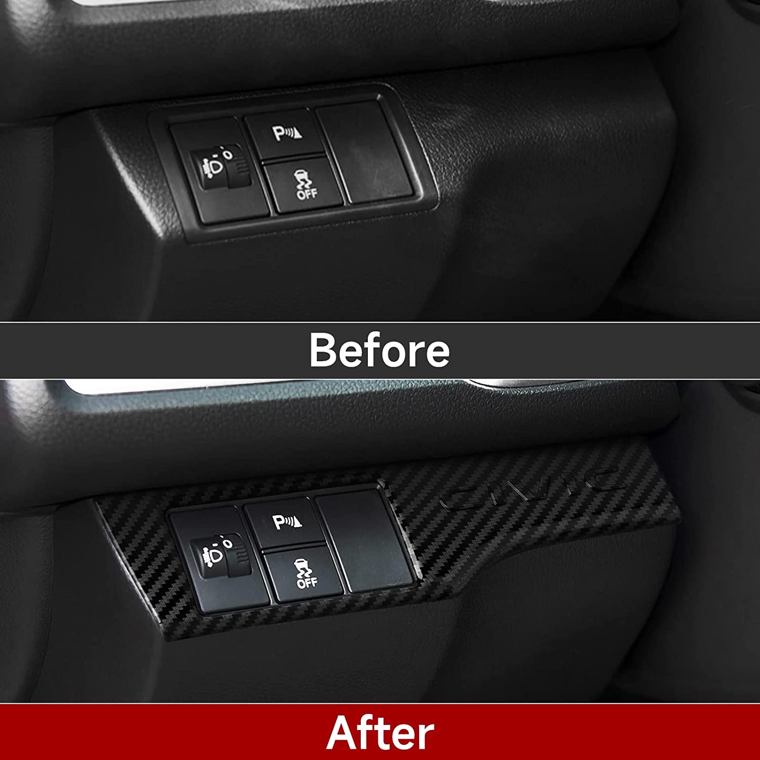 ABS Carbon Fiber Compatible with Accessories Headlight Switch Button Trim Interior Sticker - Delicate Leather