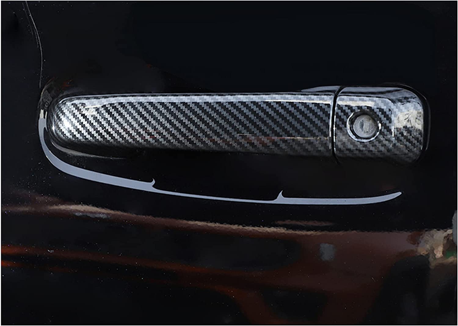 Door Handle Cover Trim for 4Runner 4WD N280 2010-2022 2018 2019 Car Styling Accessories Exterior Door Handles Black 8PCS ABS (No Smart Key Holes Carbon Fiber) - Delicate Leather