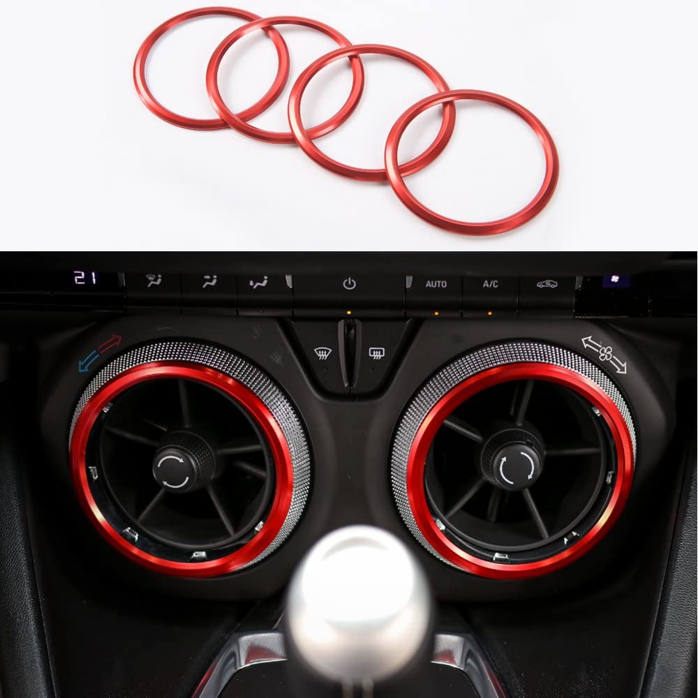 4pcs Blue Air Conditioning Air Outlet Vent Cover Ring Decor Sticker Compatible with Camaro 2017+ - Delicate Leather