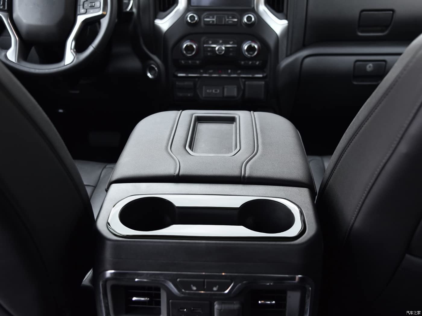 Silverado 1500 2500 3500 2019 2020 2021 Rear Armrest Chrome Cup Holder Frame Cover Trim 1pcs - Delicate Leather