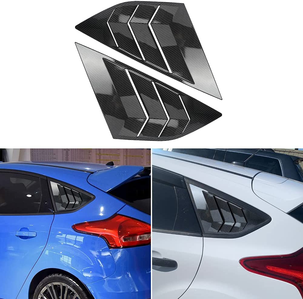 Rear Side Window Louvers Compatible for Ford Focus ST RS MK3 Hatchback Accessories 2012-2018 Air Vent Scoop Cover Louver - Delicate Leather