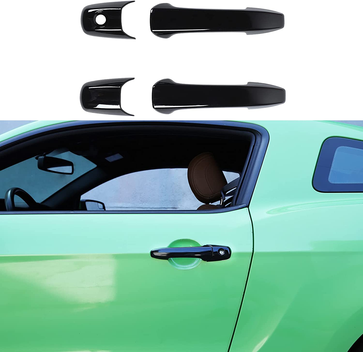 Door Handle Trim Cover ABS Exterior Decoration Accessories for 2004-2014 Mustang, 4PCS - Delicate Leather