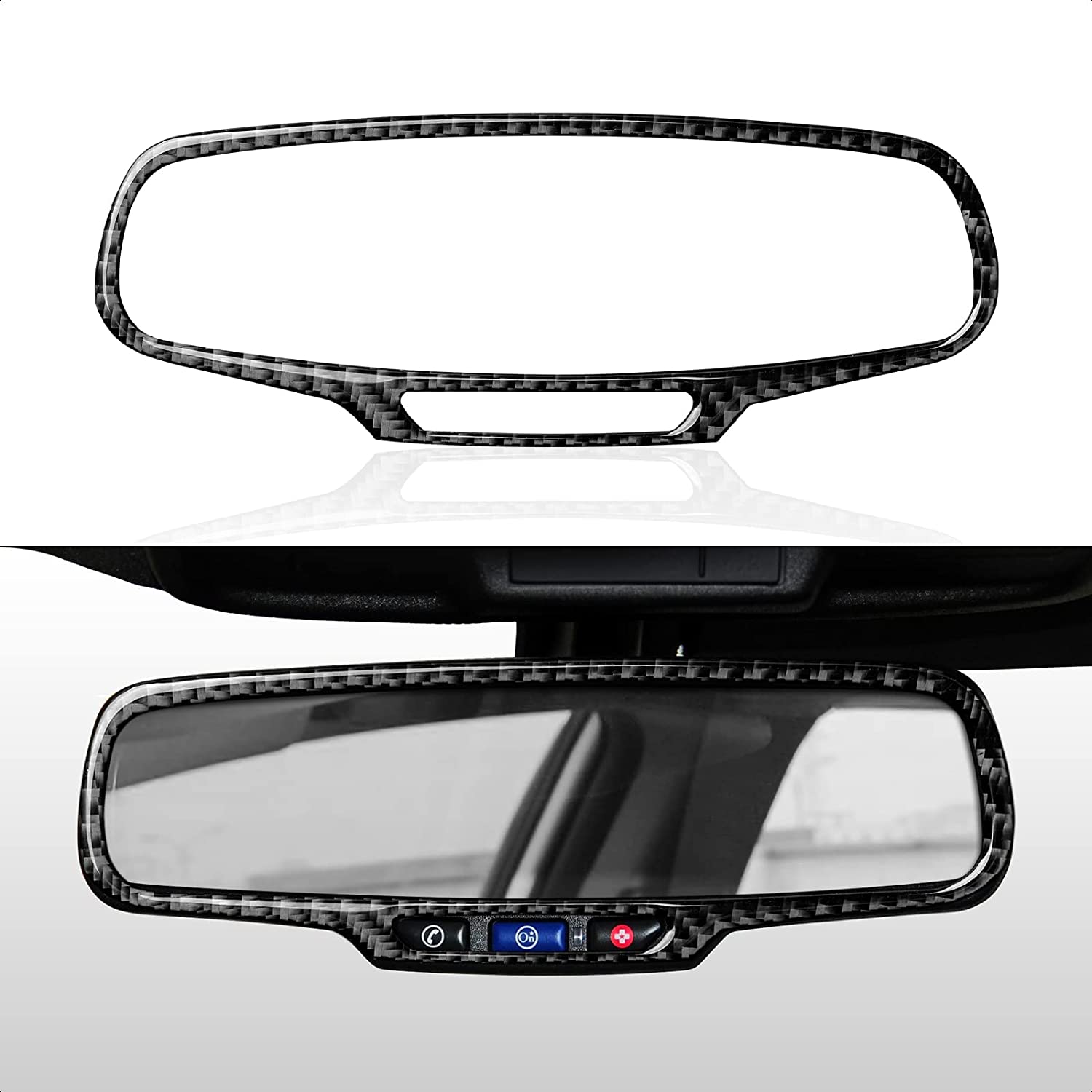 Car Sticker Decal Carbon Fiber Rear View Mirror Interior Trim Cover for Camaro 2010 2011 2012 2013 2014 2015 Accessories - Delicate Leather