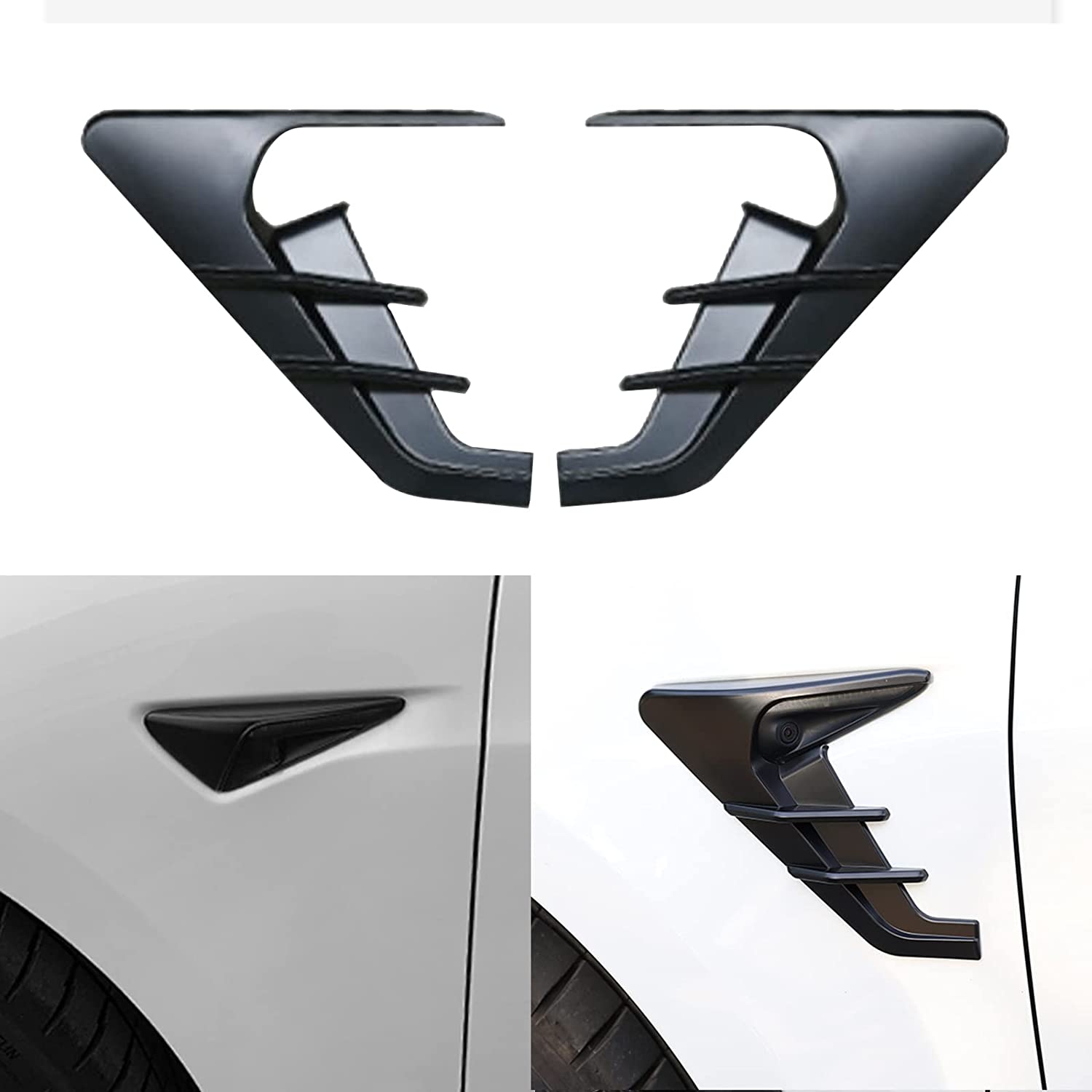 Side Camera Indicator Protection Cover Decoration Modification Accessories fit for Autopilot 2.0-3.0 - Delicate Leather