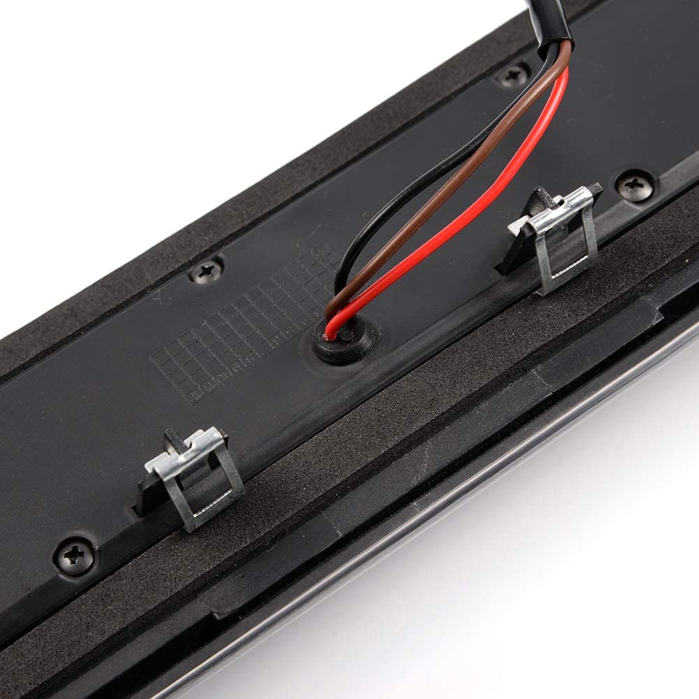 LED 3rd Brake Light, Compatible with 14-18 Silverado Sierra 1500 2500 3500 HD Rear High Mount Stop Parking Lamp Cargo Tail Light Black Housing Clear&Smoky Lens - Delicate Leather