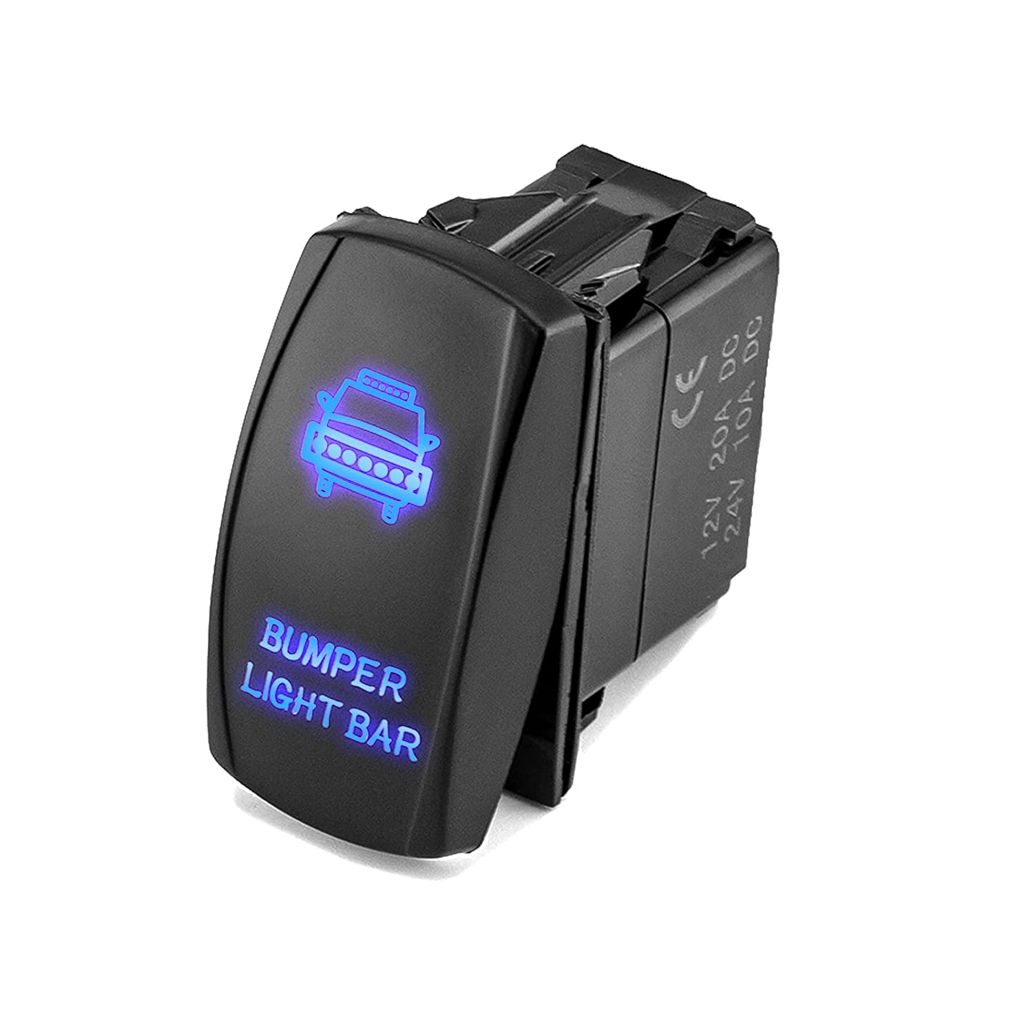 5Pin Backlit Bumper Light Bar Rocker Toggle Switch Kit On/Off Blue LED Light, 20A, 12V Compatible with Most 4x4, Off-Road, SUV, ATV, UTV, Polaris Ranger RZR, Motorsport, Boat, Marine - Delicate Leather
