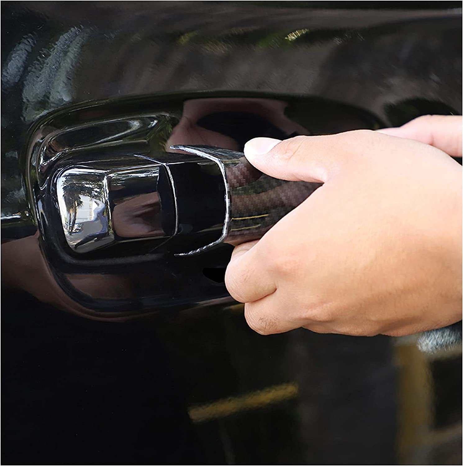 Door Handle Cover Trim for 4Runner 4WD N280 2010-2022 2018 2019 Car Styling Accessories Exterior Door Handles Black 8PCS ABS (No Smart Key Holes Carbon Fiber) - Delicate Leather