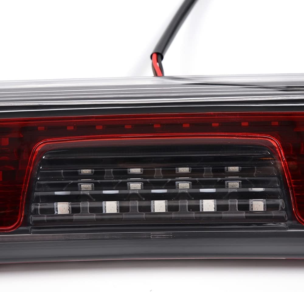 LED 3rd Brake Light, Compatible with 14-18 Silverado 1500 2500HD 3500 3500HD/14-18 GMC Sierra 1500 2500HD Third Brake Stop Lamp Light Clear&Red Lens Black Housing - Delicate Leather