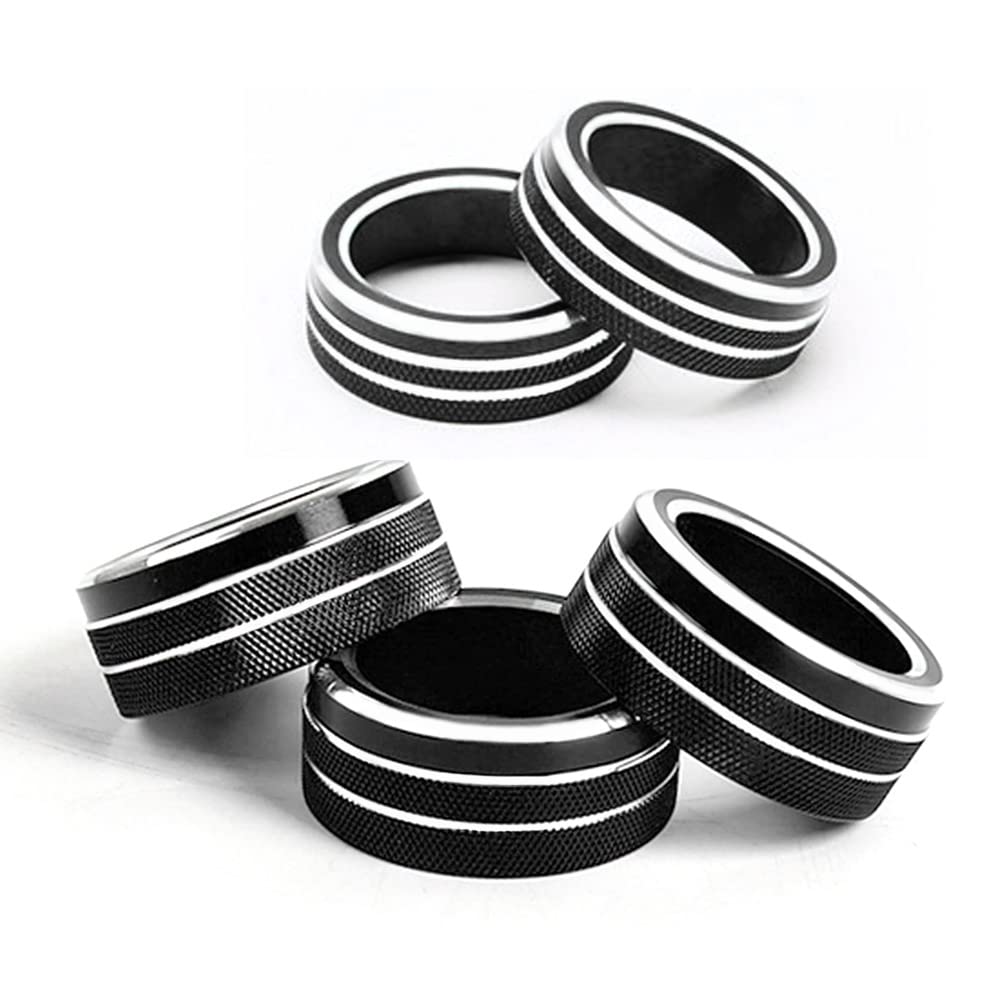 5Pcs Aluminum Car Centre Console AC Air Conditioning Knob Sound Volume Knob Cover Trim Compatible with 10th Accord Sedan Sport EX EX-L LX 2018 2019 2020 2021 - Delicate Leather