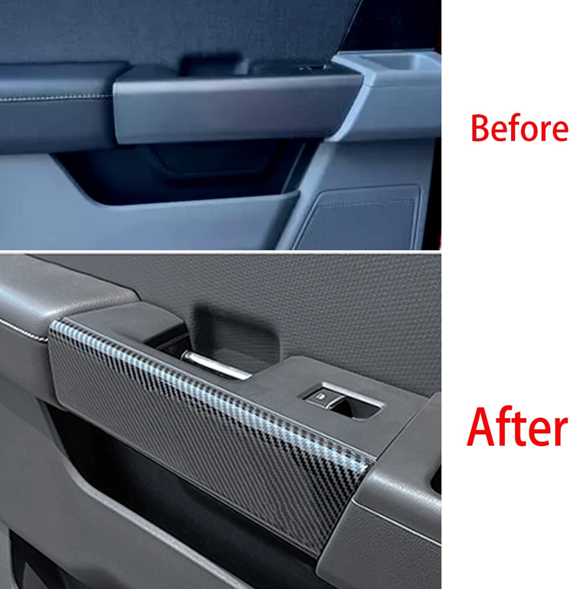 ABS Carbon Fiber Rear Front Inner Door Handles Cover Trim, 2pcs - Delicate Leather