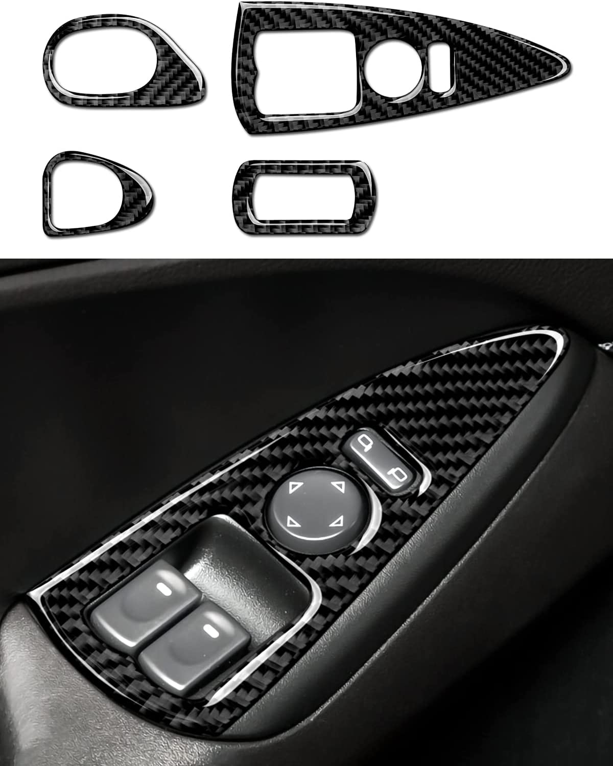 Car Window Lift Switch Panel Sticker Decal Carbon Fiber Interior Trim Cover for C6 2005 2006 2007 Accessories - Delicate Leather