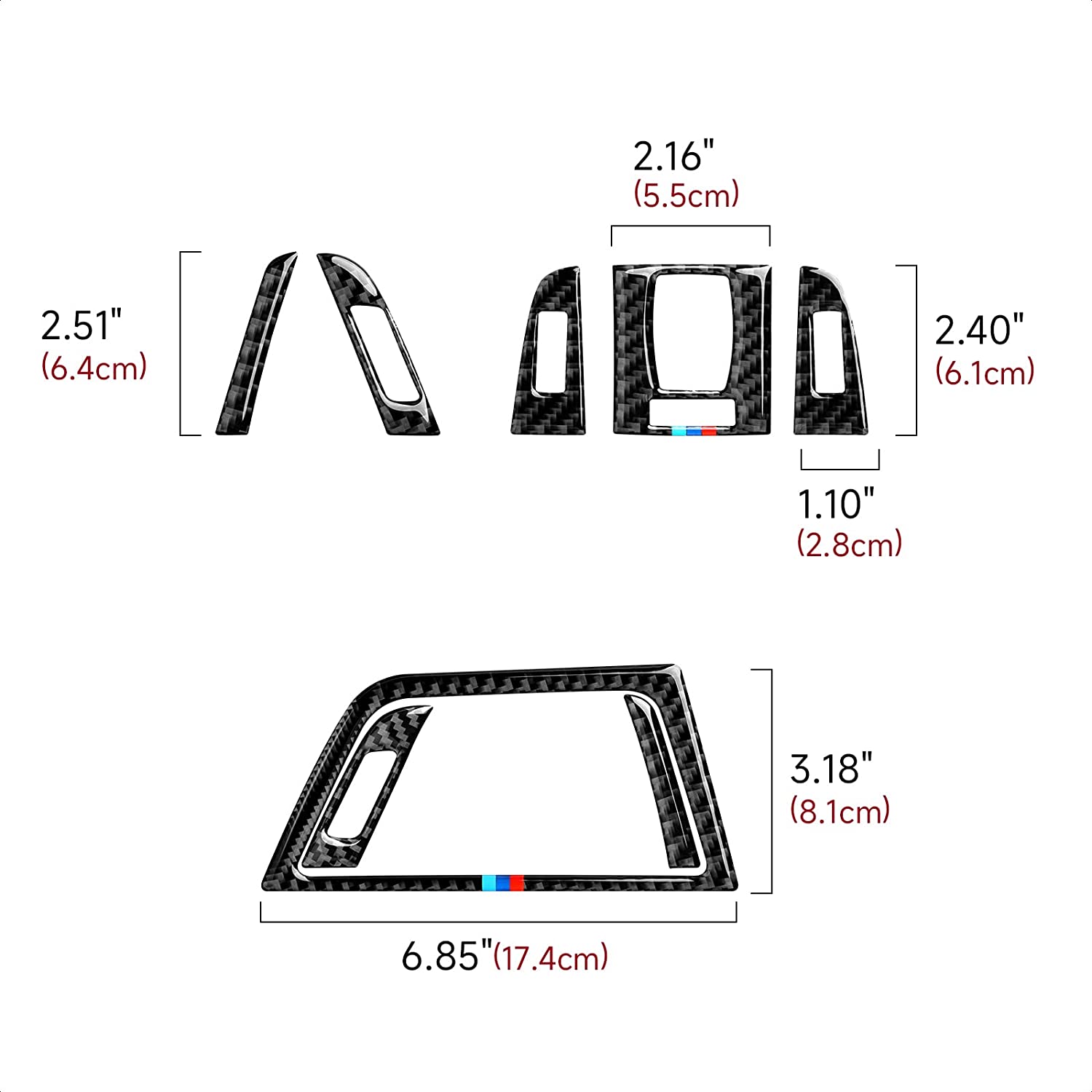 8PCS Car Air Vent Decal Carbon Fiber Sticker Trim Cover Compatible with 3 4 Series Accessories (B) -- ONLY for F30 (2016-2019), F32 F34 (2017-2019) - Delicate Leather