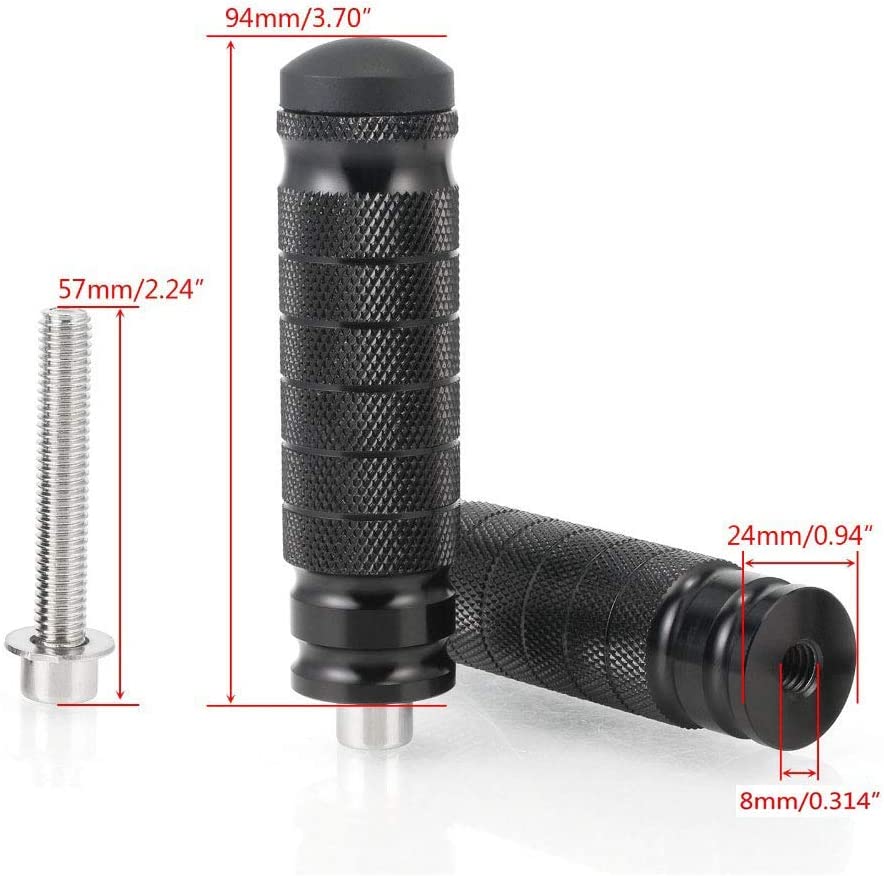 8mm CNC Motorcycle Knurled Foot pegs Front Footpeg Anti-Skid Rearsets Footrest Passenger Pedal Universal - Delicate Leather