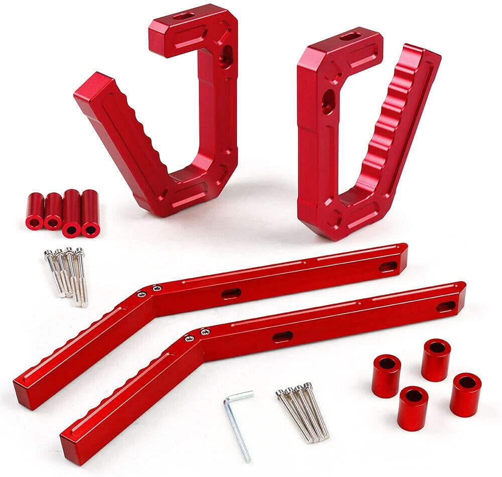 Aluminum Front & Rear Handles Grab Grab Bar Handle Kit Compatible with 2007 - 2018 Wrangler JK - Delicate Leather