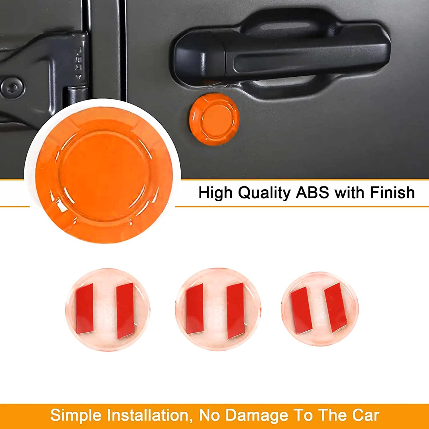 Exterior Door Key Jack Trim Cover Door Lock Cover for 2018-2021 Wrangler JL JLU & Gladiator JT, Orange - Delicate Leather
