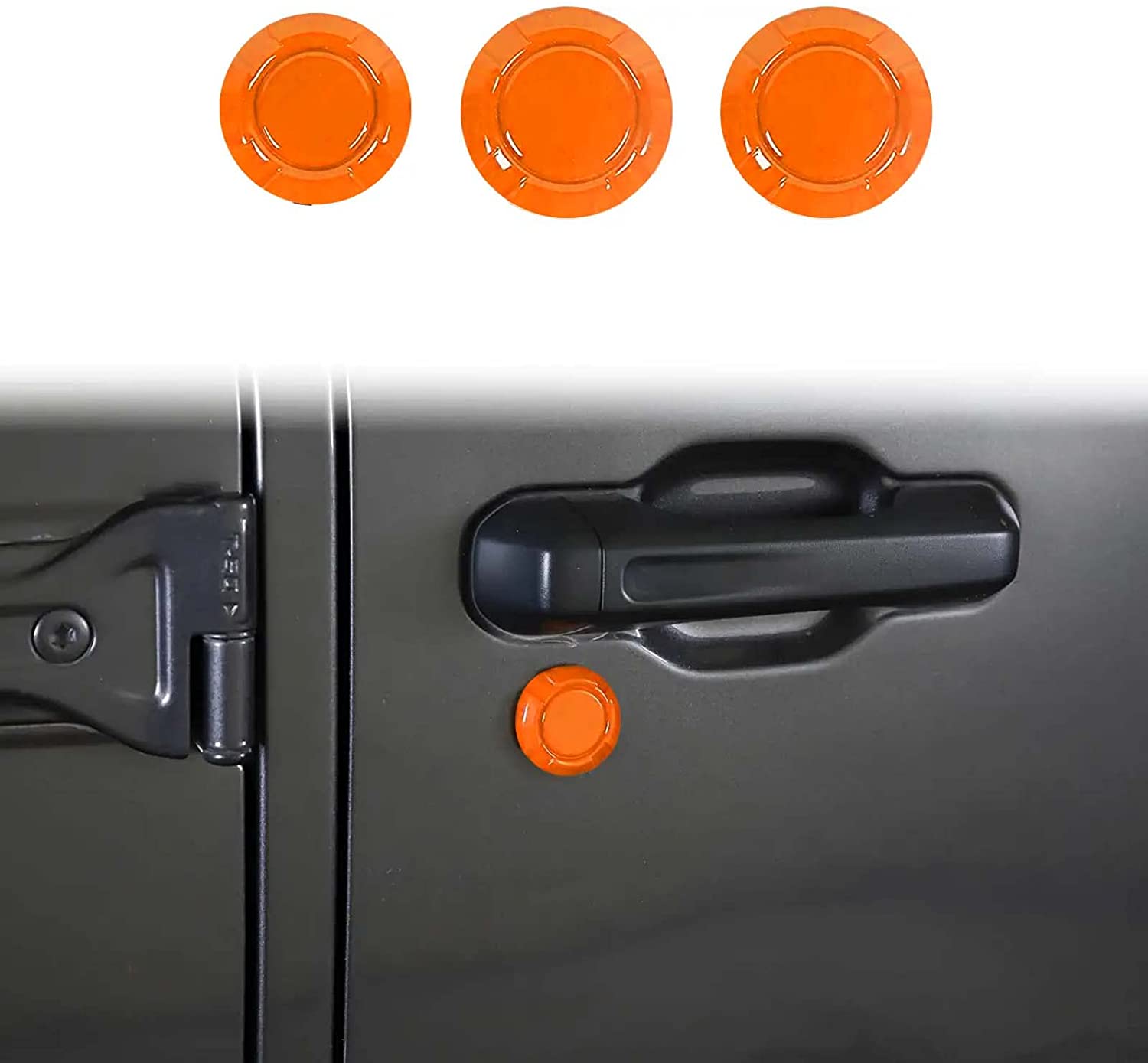 Exterior Door Key Jack Trim Cover Door Lock Cover for 2018-2021 Wrangler JL JLU & Gladiator JT, Orange - Delicate Leather