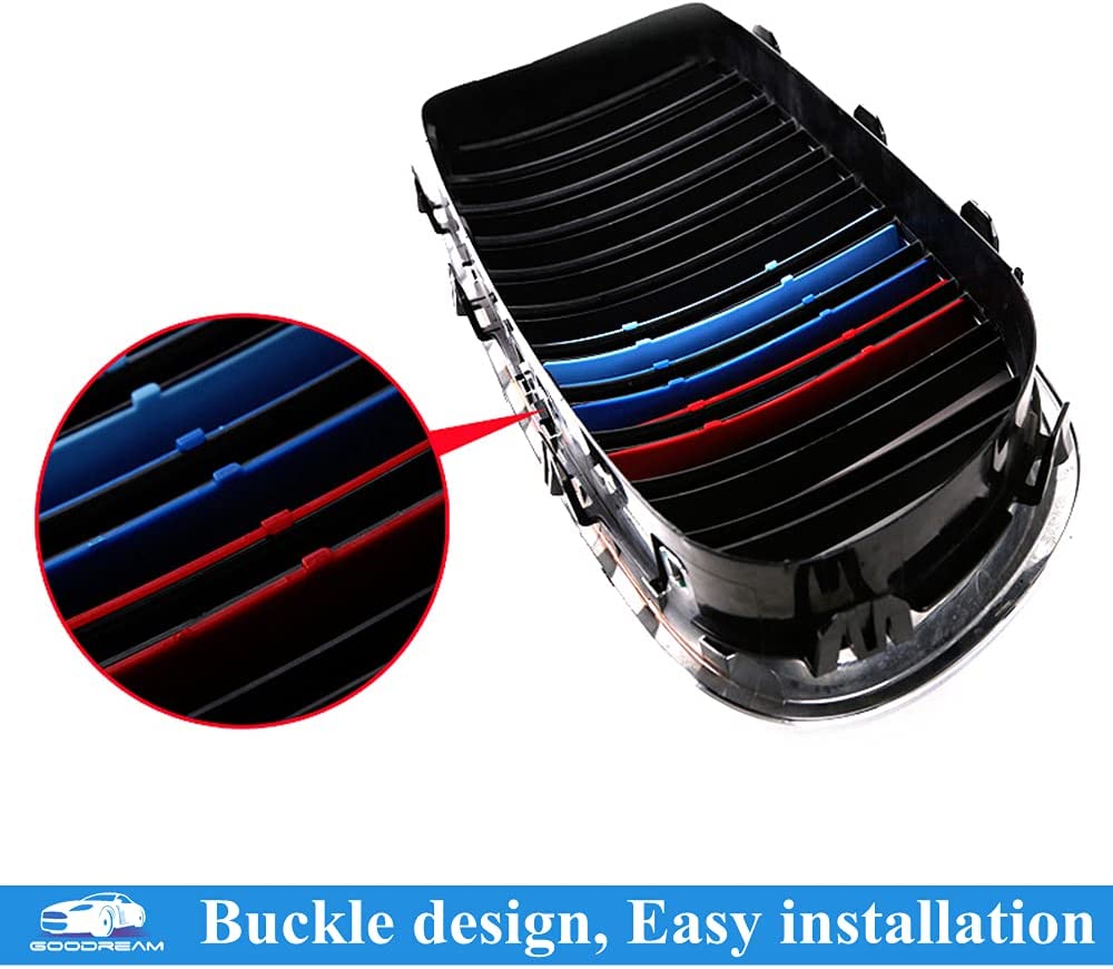 Exact Fit ///M-Colored Grille Insert Trims Compatible with F25 X3 2011-2017 or F26 X4 2014-2017 Accessories for w/Standard Kidney Grille (7 Beams) - Delicate Leather