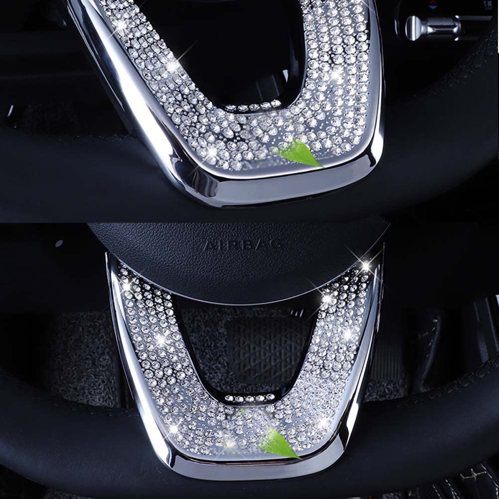 Pursuestar Bling Bling Crystal Steering Wheel Cover U Shape Trim Sticker Car Interior Accessories Decoration for New A B Class GLA CLA 2020 2021 2022 - Delicate Leather