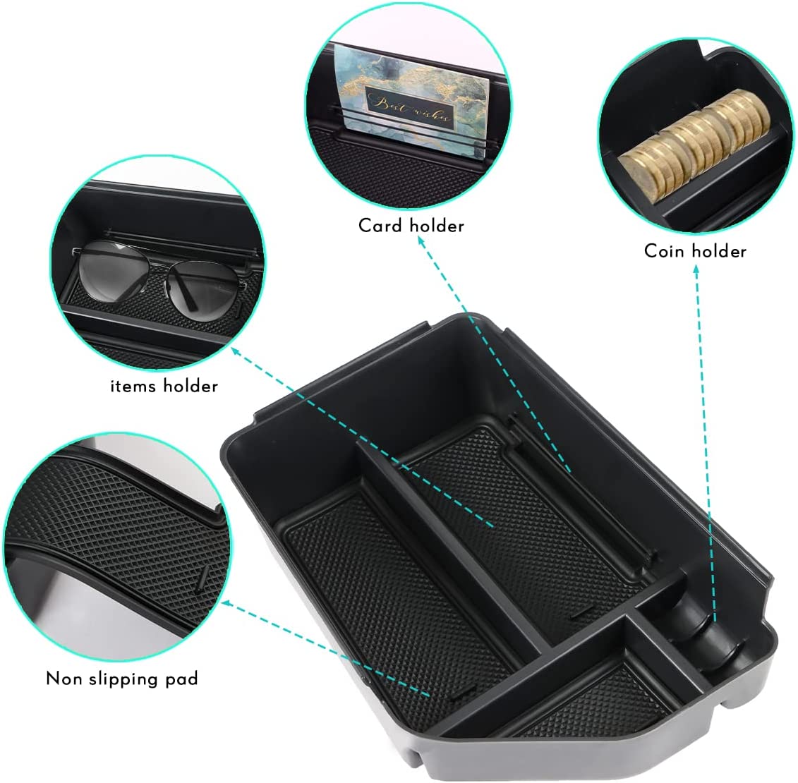 Center Console Organizer Tray for 2022 Kia EV6 Accessories Armrest Box Tray Organizer Insert Secondary Storage Box for EV6 2022 - Delicate Leather