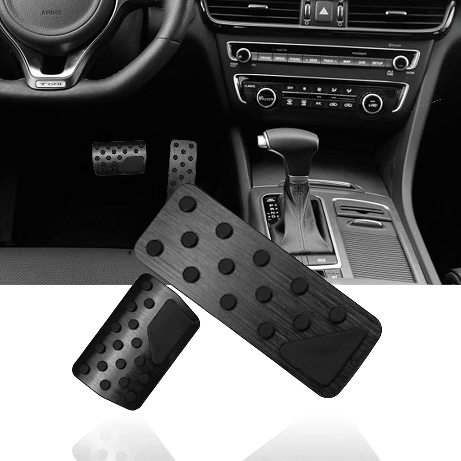 Aluminum Alloy No Drilling Non Slip Gas Pedal Brake Pedal Cover Interior Accessories Kit 2 Pieces Compatible with 2011-2021 Grand Cherokee & Dodge Durango - Delicate Leather