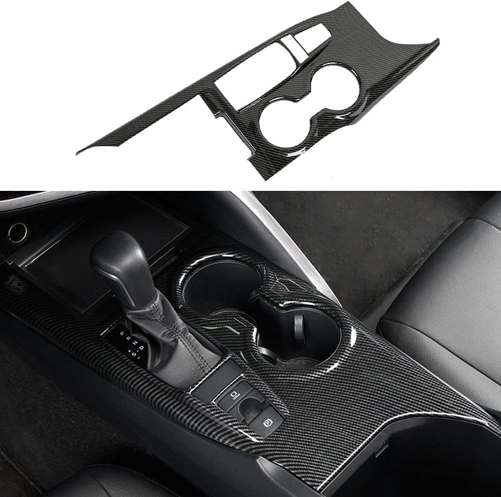 1Pcs Lacquer Black ABS Gear Shift Knob Console Panel Trims Cover Cup Holder Decor Sticker Compatible with Toyota Camry LE SE TRD SE 2018 2019 2020 2021 2022 2023-Without Seat Heater Switch - Delicate Leather