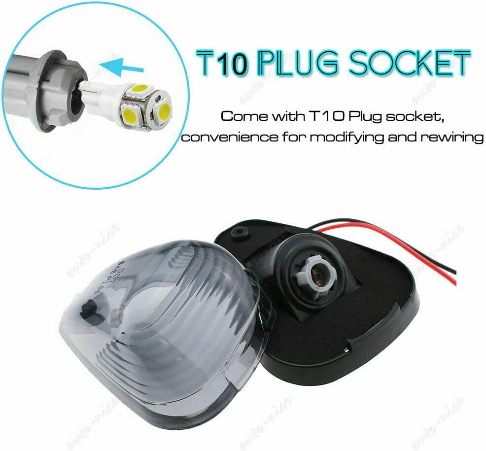 5X Black Smoke Lens Cab Roof Marker Running Lamps w/Blue LED Lights - Delicate Leather