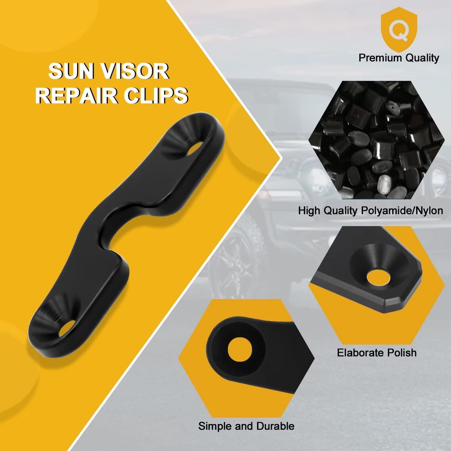 Sun Visor Repair Kit Heavy Duty Sun Visor Clips Compatible with Wrangler JK & JL 2018-2022/ Gladiator 2020-2022 (2 Pack) - Delicate Leather