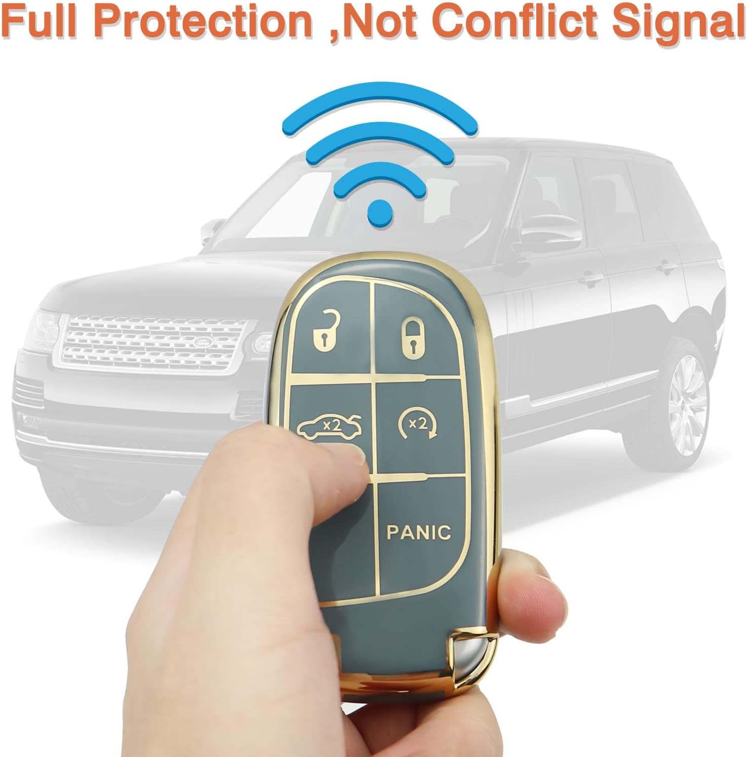 2Set Gift Package key fob cover with for keychain, Compatible with grand cherokee key fob cover, Blue - Delicate Leather