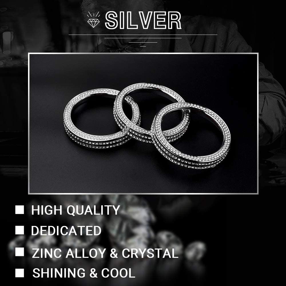 Car Interior Bling Accessories for Mazda CX-3 CX-5 MX-5 Miata AC Knobs Air Conditioning Fan Control Dial Temperature Decals Stickers Cover Parts Trim Men Women Zinc Alloy Crystal Silver 3 Pack - Delicate Leather