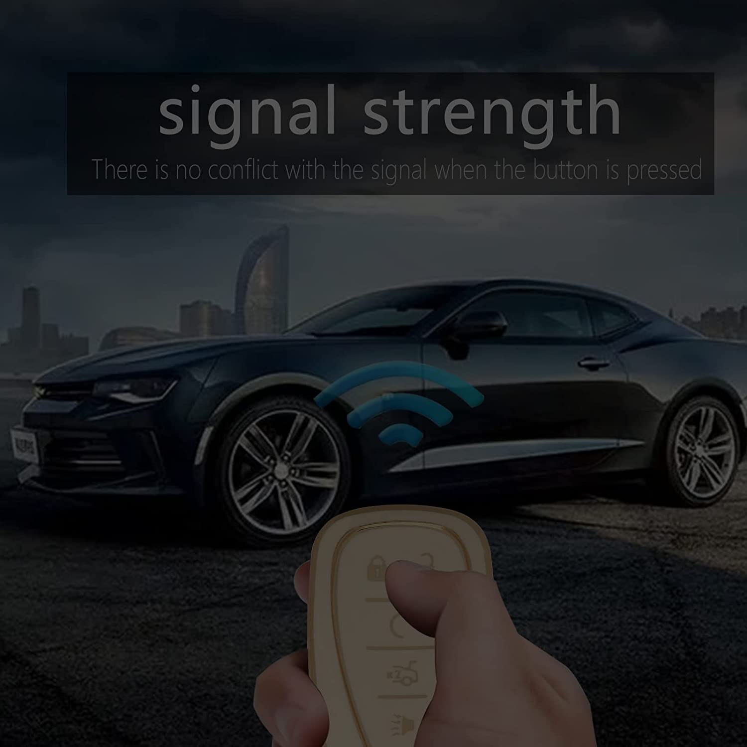 Key fob Cover.Two different materials Chevr keychain Accessories, 5 colors TPU key Cover .for Chevrolet,5 Buttons Smart Key - Delicate Leather