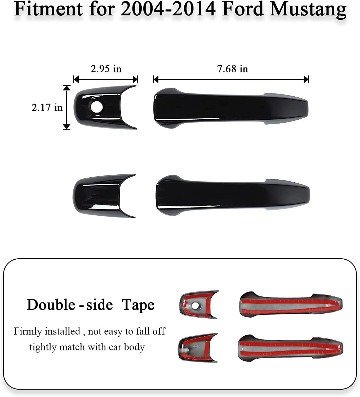 Door Handle Trim Cover ABS Exterior Decoration Accessories for 2004-2014 Mustang, 4PCS - Delicate Leather