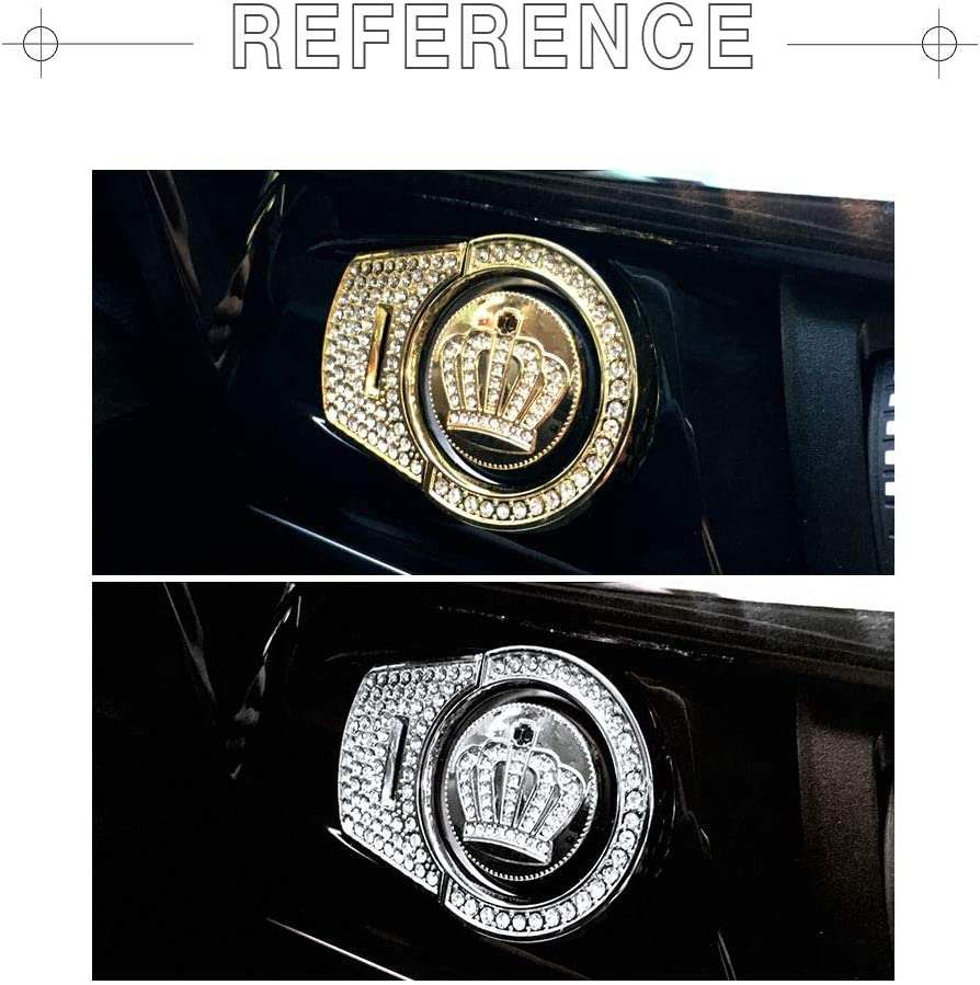 Compatible Ignition Caps for Accessories Parts Start Stop Button Covers Engine Decal Bling Interior Decorations 3 5 7 Series X3 X4 X5 X6 F30 F31 G31 F13 G01 xDrive Women Men Crystal Silver - Delicate Leather