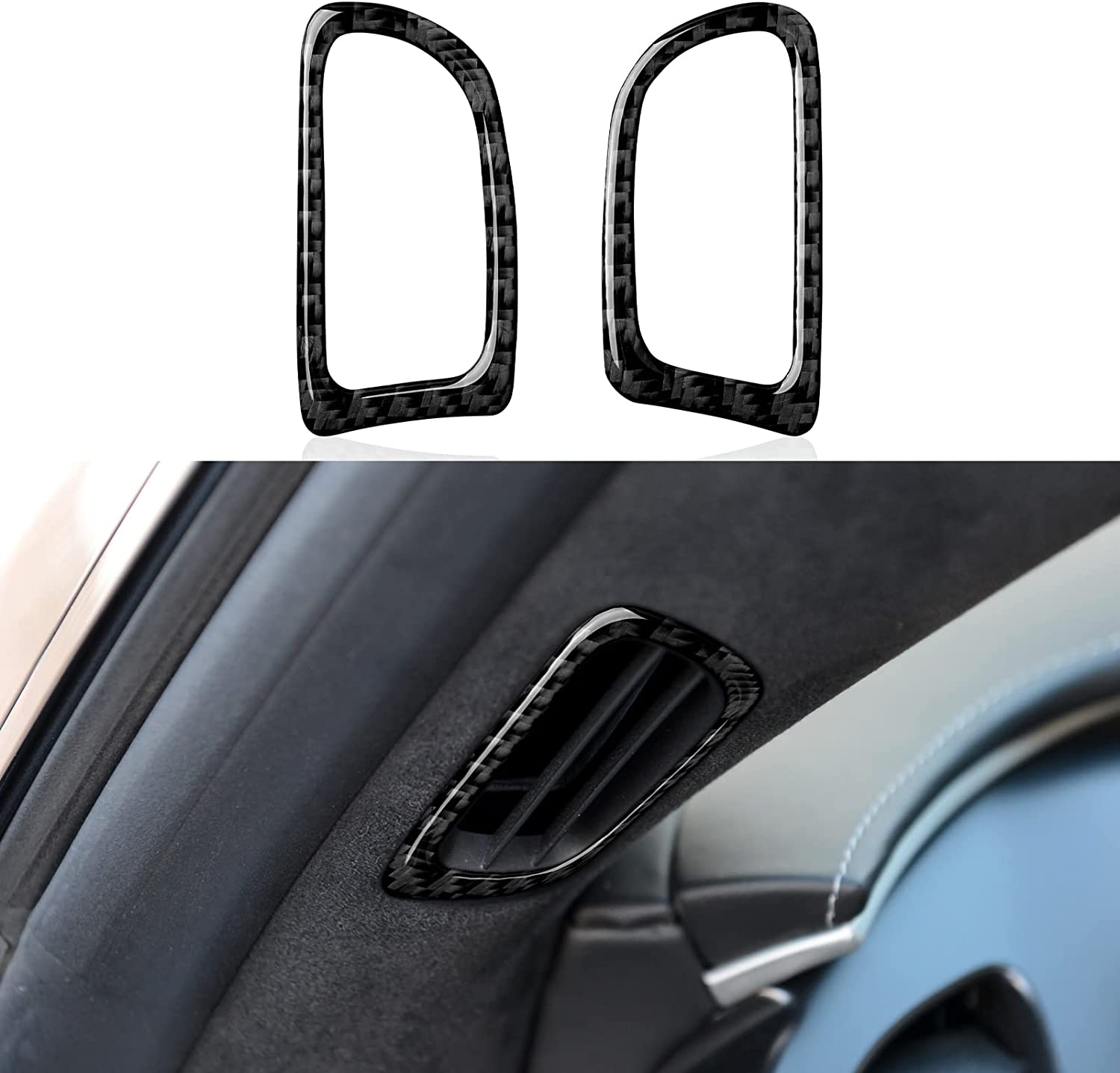 C7 Car Side Door Speaker Sticker Decal Carbon Fiber Interior Trims Accessories Cover for C7 2014 2015 2016 2017 2018 2019 - Delicate Leather