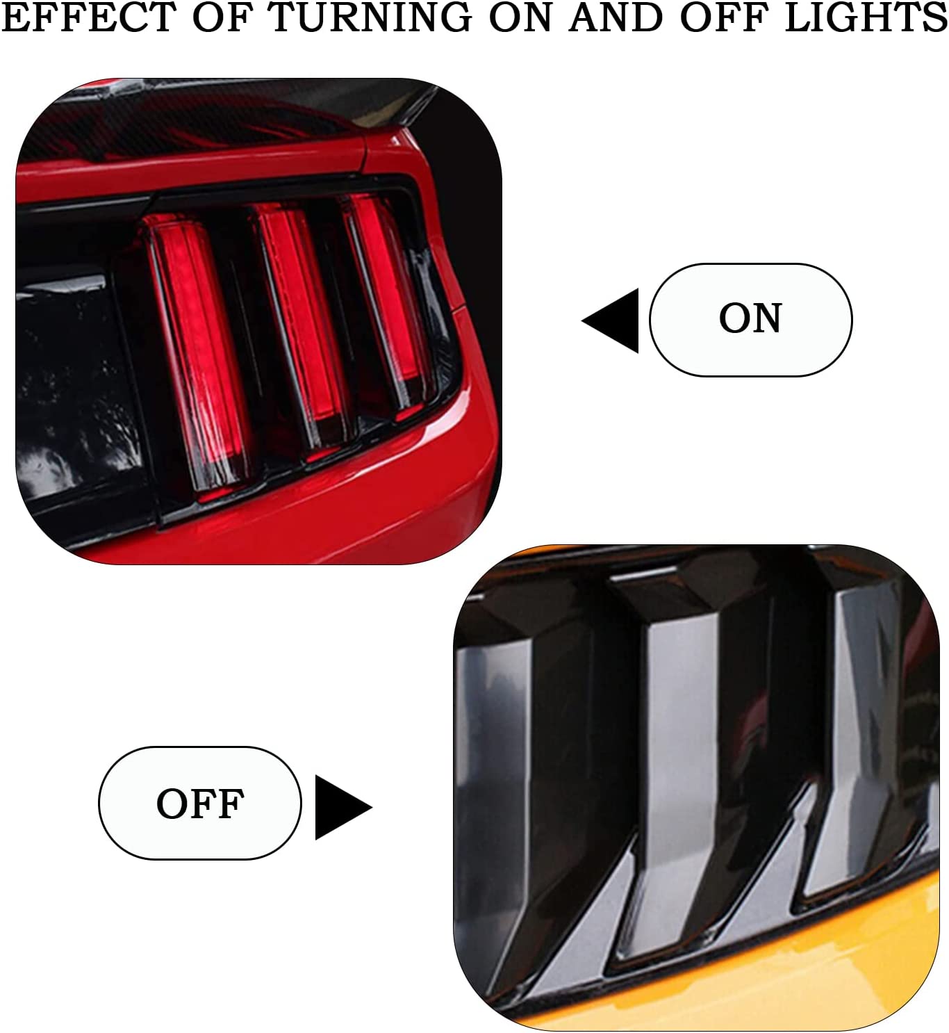 Tail Light Lamp Cover Guard Trim Frame Bezels Decoration Accessories for Ford Mustang (2015-2017 Smoke Black) - Delicate Leather