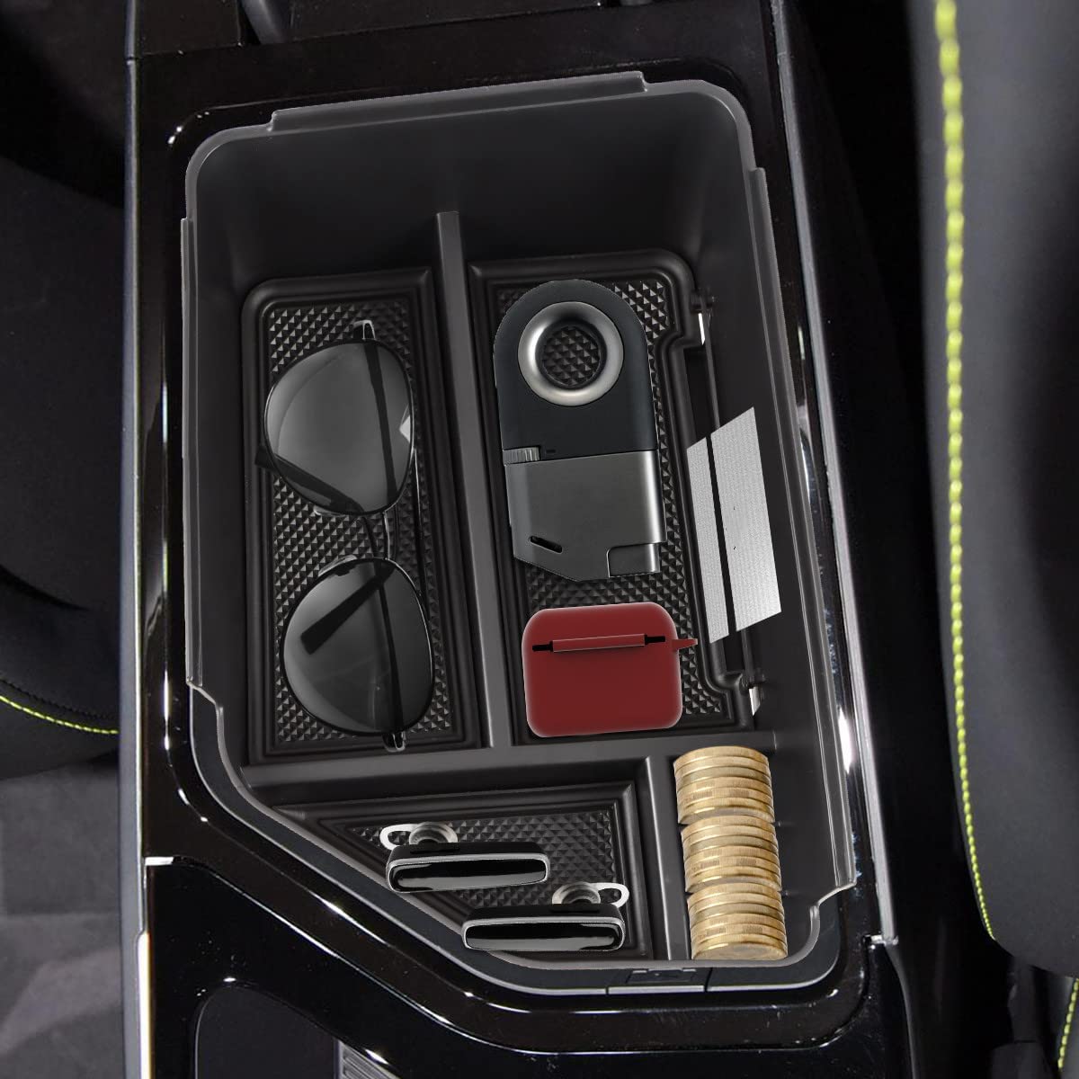 Center Console Organizer Tray for 2022 Kia EV6 Accessories Armrest Box Tray Organizer Insert Secondary Storage Box for EV6 2022 - Delicate Leather