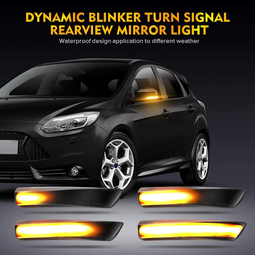 Smoked Lens Dynamic Sequential Led Side Wing Rearview Mirror Lights Turn Signal Blinker Lamp for Ford Focus Mk2 Mk3 Mk4 Mondeo - Delicate Leather