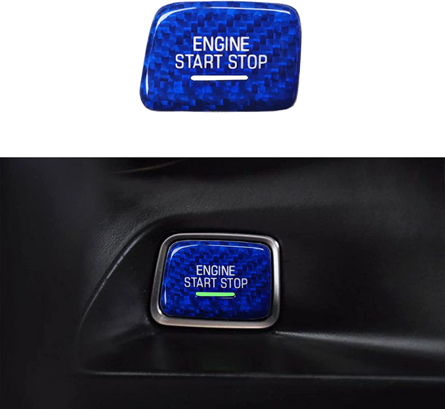 Engine Engine Start/Stop Push Start Button Cover for 2014-2019 C7 , for 2016-2020 Camaro, Real Carbon Fiber - Delicate Leather