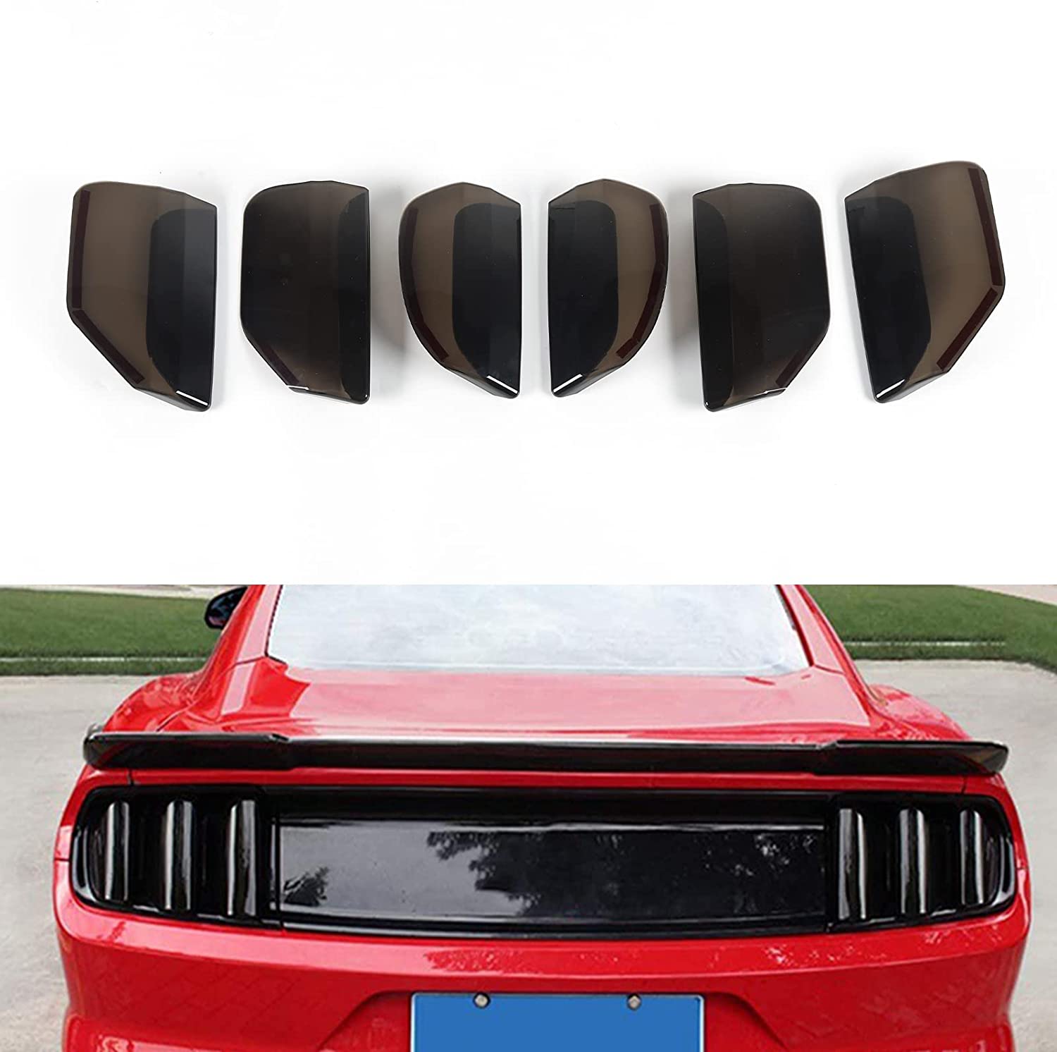 Tail Light Lamp Cover Guard Trim Frame Bezels Decoration Accessories for Ford Mustang (2015-2017 Smoke Black) - Delicate Leather